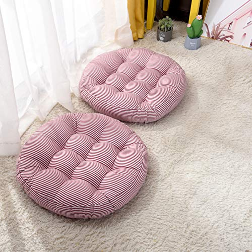 Juego de 2 almohadas de meditación, cojines de asiento de pana gruesa para adultos, cojines de meditación rosa sólido para sala de estar, balcón, uso al aire libre, 42 cm