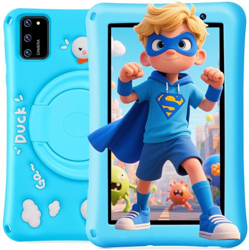 BISAIKASOW Tablet Niños 7 Pulgadas Android 13, Tableta Octa-Core 8GB+64GB, 5800mAh Batería, Cámaras 5MP+8MP, Pantalla HD, Control Parental, Funda Silicona Antigolpes Niños (Azul​)