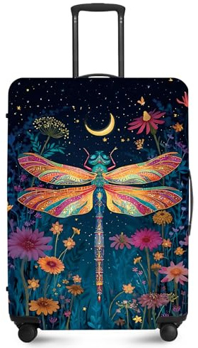 FOREVER QUEEN Magical Dragonfly Luggage Cover Suitcase Protector Suitcase Cover Anti-Scratch,Stretchable Bag Cover Washable Durable Polyester