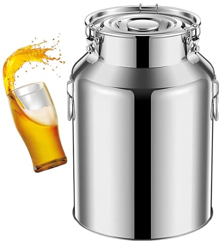 ZOCWJK 201 Stainless Steel Milk Transport Cans Bucket Milk Jug Sealed Tank Milk Churn Pot Dairy Pot for Beer Food Oil Water Rice Tea Kitchen Catering Household Bucket 14L/1,1,18L