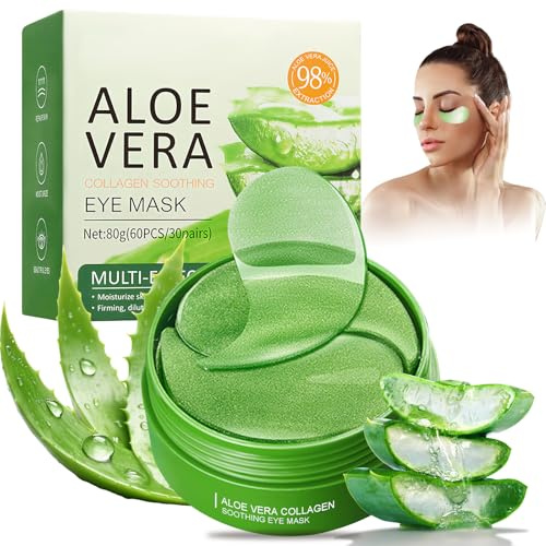 Lot de 60 coussinets contour des yeux à l'aloe vera - Masque hydrogel hydratant contre les cernes, les rides et les gonflements - Rafraîchissant et raffermissant pour les yeux fatigués - 80 g