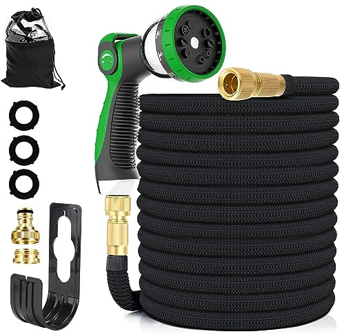 Tuyau d'arrosage Extensible 15M, Upgraded, Tuyau Flexible＆Léger avec 10 Modes d'arrosage pour Irrigation, Raccords Cuivre Haute Qualité,Nettoyage du Jardin,Laver la Voiture, Baigner Animal