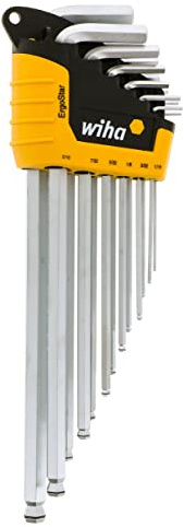 Wiha 66991 MagicRing Ball End Hex Key Set, lang Zoll, im Halter, 13-teilig