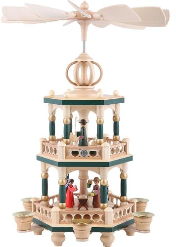 Müller Kleinkunst Noël Allemand Pyramide à 2 Niveaux - The Christmas Story - 42 cm / 17 Pouces - Authentique Allemand Erzgebirge Pyramides de Noël