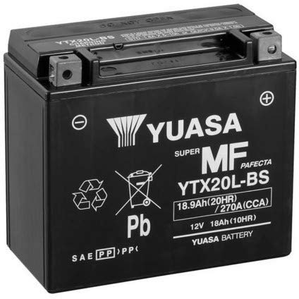 BATTERIA PER MOTO YUASA YTX20L-BS // 12V 18Ah