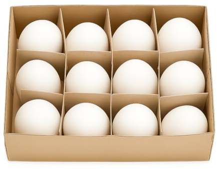 NaDeco Gänseeier groß 12 Stück | Echte ausgeblasene Ostereier weiß 7–9 cm Ø 4–5 cm | Zum Bemalen & Basteln | Mit Öffnung für Drahtaufhänger | Nachhaltige Osterdeko Natur | DIY Eier Osterstrauchㅤ