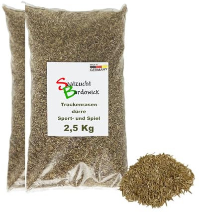 Rasen Dürreresistente Rasenmischung Sport + Spielrasen – strapazierfähig - Gebrauchsrasen - 5kg für ca. 150 m²