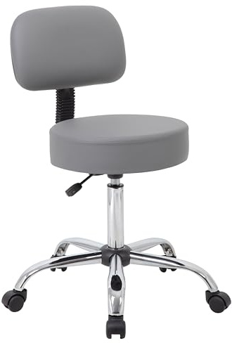 Boss Office Products Be Well Medical Spa Professional Adjustable Drafting Stool with Back, Grey (B245-GY)