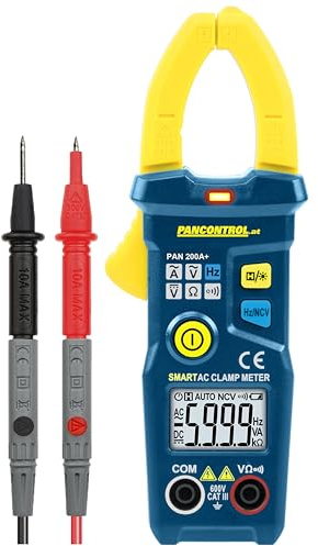 Pancontrol PAN 200A+ Digital-Stromzange 200A AC CAT III 600V | mit automatischer Funktionswahl | kontaktloser Spannungsprüfer, 1-polige Phasenprüfung