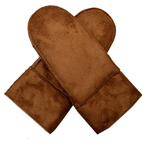 Meliya Mens Thermal Winter Gloves Thick Suede Mittens with Warm Turn Back Cuff,Camel