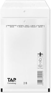 200 Stück Luftpolsterumschläge Luftpolstertaschen Versandtaschen Gr. B2 / DIN A6+/C6 (140 x 225 mm außen), Farbe weiß