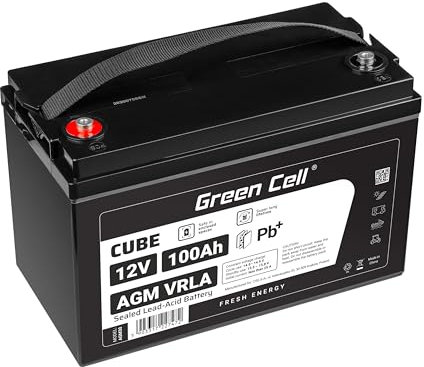 Green Cell® AGM 12V 100Ah Akku Vlies Batterie VRLA Blei Batterie Bleiakku Ersatzakku Akkubatterie Versorgungsbatterie Zyklenfest Wartungsfrei Wohnwagen Caravan Boot Camping Camper Solar