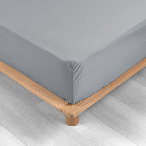 douceur d'Intérieur Spannbettlaken, Perkaline, für Doppelbett, Grau, 180 x 200 cm