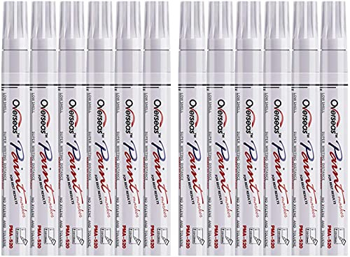 Lesun Overseas White Paint Pens, 12 Pack Waterproof Oil-Based Paint Pen Set, Quick Dry and Permanent, Markers for Rock, Stone, Ceramic, Wood, Fabric, Plastic, Canvas, Glass, Mugs, Tires