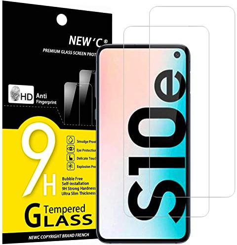 NEW'C 2 Pack, skärmskydd i glas för Samsung Galaxy S10e, bubbelfri, 9H hårdhet, 0,33 mm ultratransparent, ultrabeständigt härdat glas