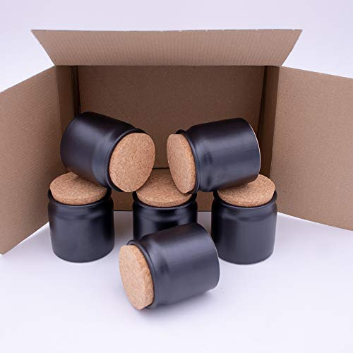 Flaschenbauer - 6 Tonbehälter 150ml zum aufbewahren von Kräutern und Gewürzen Schwarz - Tonbecher inkl. Korkdeckel zum befüllen