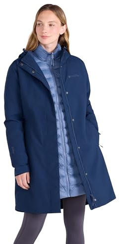 Mountain Warehouse Alaskan 3 en 1 para Mujer Chaqueta Larga y Acolchada para Mujer, Abrigo Impermeable de Trekking, Chaqueta de Invierno Ligera y hasta los pies Azul Oscuro 34