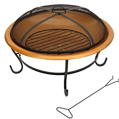 National Outdoor Living Braciere in acciaio, finitura in rame, con supporto nero e copertura schermo, 73 cm