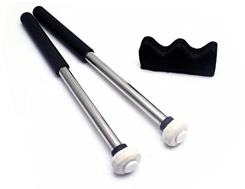 TUOREN 1 Paar Zungentrommel Schlägel mit Halterung Handpan Drum Sticks Gummihammer Percussion Instrument Zubehör (Typ B)