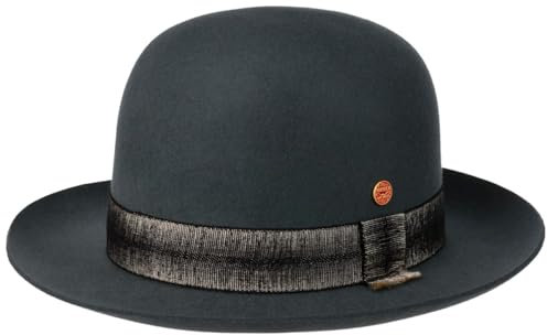 Mayser Victor Melone Wollhut Wollfilzhut Filzhut Melonenhut Damen/Herren - Made in The EU mit Ripsband, Ripsband Winter Herbst Sommer Frühjahr Frühling-Sommer Herbst-Winter - S (54-55 cm) taubenblau