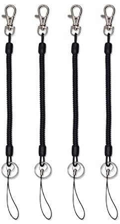4 Stück Angeln Lanyard, Verhindern Sie den Verlust von Schlüsseln, Anti-Lost Spiral Sicherheits Seil mit Karabiner, Elastisch Sicherheitsseil, für die Angelzange, Schlüssel, Camping