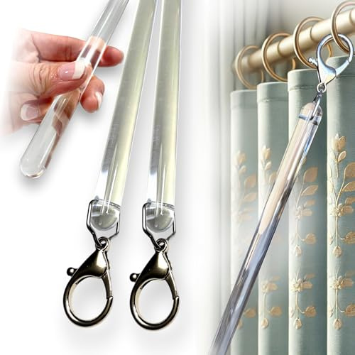 OooWow 46 inch (2 Pack) All Clear Acrylic Curtain Pull Wand - 2 inches shy of 48 inch - Clear Curtain Wand - Invisible Drapery Wand - Drapery Pull Rod (46 Inch)
