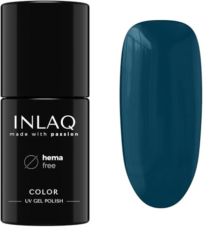 INLAQ® UV Nagellack Dunkelblau - 6 ml Hema Free - Langlebiger UV Lack - Nail Polish - Glamour Kollektion - Gelnägel - Shellac Gel - Gellack ohne Hema | 1035- Proud Peacock