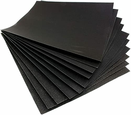 Dunnet Tools 10 piezas de papel de lija de grano de vidrio, fino, medio y grueso, 9 x 11 pulgadas, papel de lija impermeable húmedo y seco, papel de lija para decoración de acabado de pintura de