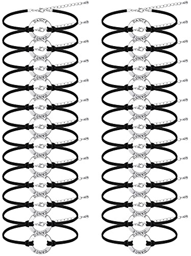 Funtery 24 Pcs Dance Bracelet Gifts Bulk for Girls Black