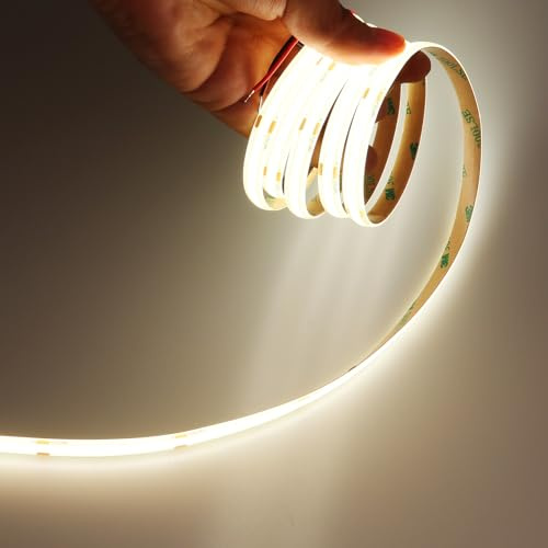 JOYLIT Striscia LED COB 24V 6M 4000K Bianco Naturale da Interni CRI 90 | Dimmerabile, 320 LEDs/m Senza Puntini, Tagliabile Ogni 5 cm, Autoadesivo Strip LED per Cucina, Armadio (Solo Luce)