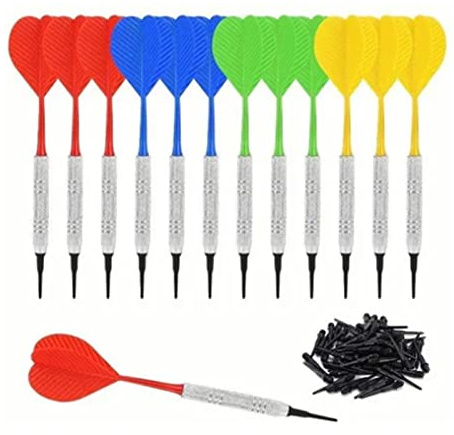 Soft Tip Darts Set, 12 Safety Soft Darts, Target Darts Suitable for Beginners, Adults for Home Game Room, Bar Use with 100 Replacement Tips