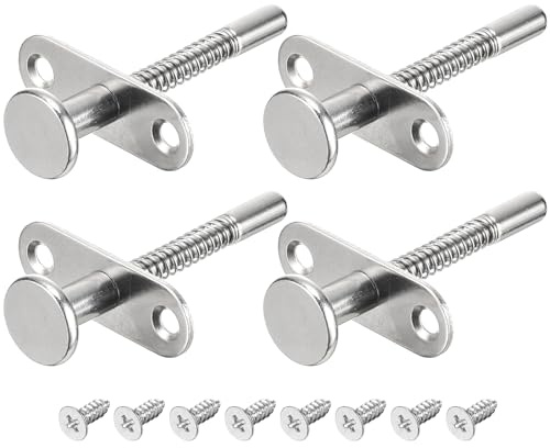sourcing map Plunger Latches, 6.5x65mm/0.26x2.56inch Steel Spring-Loaded Bolt Plunger Latch for Furniture Bed Door, 4Pcs