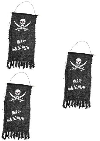 Amosfun 3St Geisterflagge Halloween-Türvorhang Halloween-Türbanner Halloween Banner Halloween Party Banner Tapisserie wandteppich Halloween hängender Anhänger Halloween-Banner Jahrgang