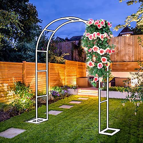 Arche Jardin Aluminium Largeur, Arche À Rosiers Métal, Filet À Plantes Grimpantes, Filet de Treillis, pour Récolte de Concombres, Légume, Vignes, Plantes Grimpantes,Blanc,350x220x40CM
