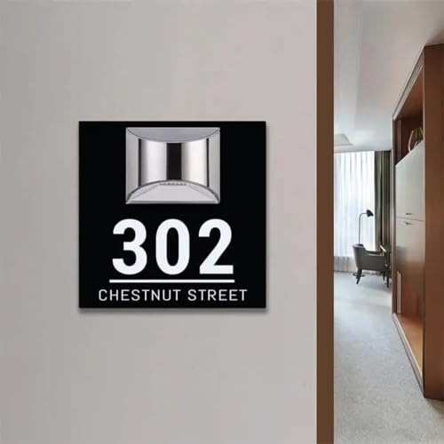 ZXH Placa solar moderna personalizada para puerta, placa de dirección iluminada con LED, placas de dirección personalizadas con nombre de calle, letrero solar acrílico iluminado con números de casa,