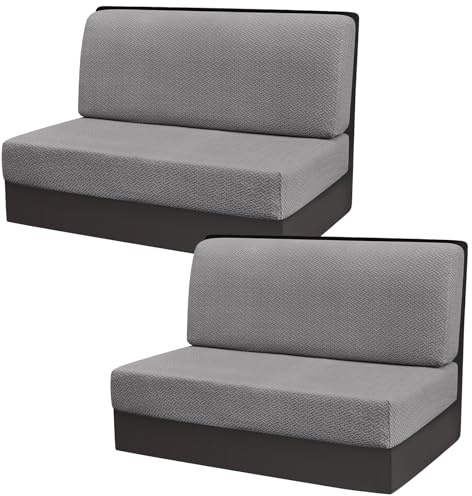 Gollense Stretch-Kissenbezüge für Wohnmobile, Dinette-Kissenbezüge, Ersatz-Sitzbezüge für Wohnwagen, Reiseanhänger, Couch, inklusive 2 Rückenlehnenbezügen und 2 Bankbezügen (T-Grau)