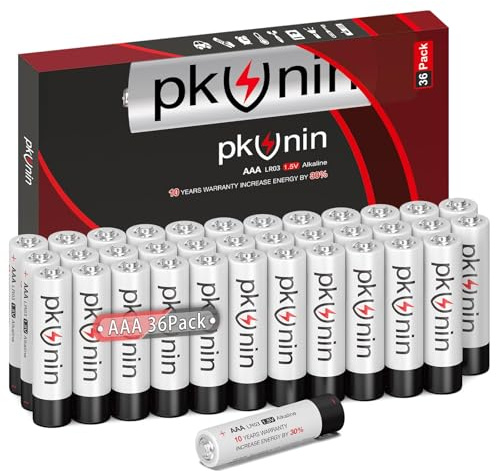 PKUNIN AAA Batteries 36 Pack Alkaline 1.5V Triple A Batteries Long Lasting 3A LR03 Battery for Household and Office Devices 10-Year Shelf Life