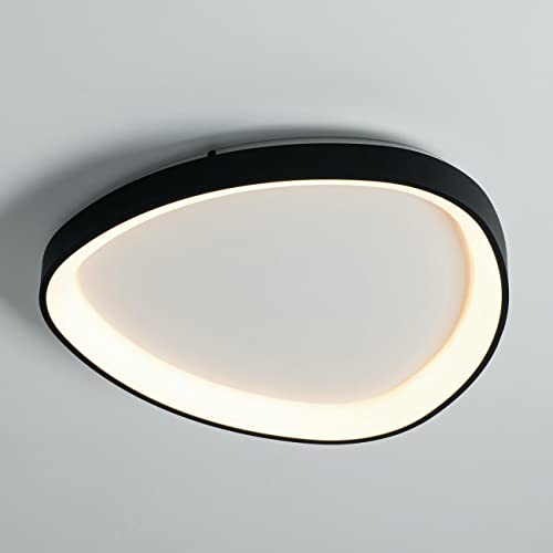 KOSILUM – Deckenleuchte Design oval Kreis schwarz LED dimmbar 42 cm – Mesiano – Licht warmweiß Beleuchtung Wohnzimmer Schlafzimmer Küche Flur – 4138 lm – integrierte LED – IP20