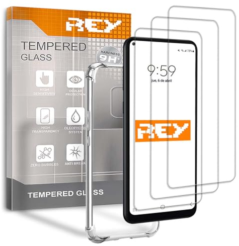 3X Protector de Pantalla y Funda Anti-Shock para XIAOMI REDMI Note 9S - Note 9 Pro - Note 9 Pro MAX, Cristal Vidrio Templado y Silicona TPU de Alta Resistencia