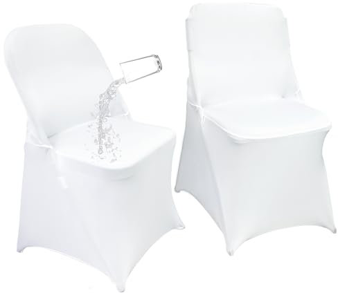 Maiangel 40PCS Stretch Spandex Folding Waterproof Chair Covers,Universal Fitted Chair Cover Protector for Wedding Party Banquet Holidays Celebration Decoration(40, White New)