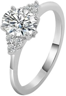 Ayoiow 18 K Weißgold Ring Verlobung Paare Gold 1Ct Ovalschliff Weiß Moissanit Elegant Verlobungsring