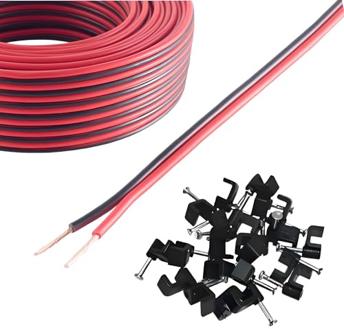 10M Long Reulin - Strand Speaker Cable, 10 M Wire for Home HiFi/Car Audio 0.75mm² 24x0.2 CCA (Black & Red, 10 Metres)