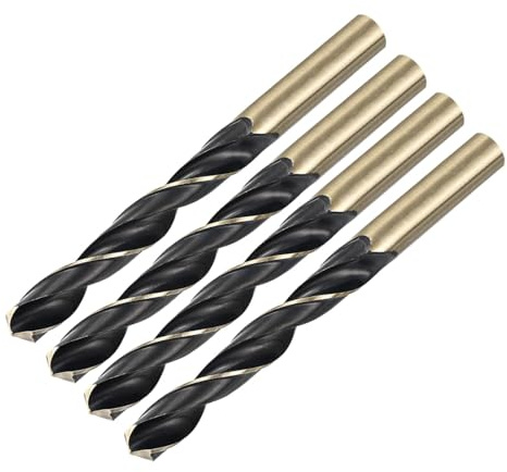 sourcing map 4pcs Straight Shank Twist Drill Bits 13mm Gold Titanium & Black Nitride Coated High Speed Steel (HSS) 4341 with 13mm Shank for Stainless Steel Alloy Metal Plastic Wood