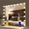 Bayt Hollywood Espejo 80 x 60 cm, Espejo Maquillaje con 18 Luces, Espejo de Aumento 10x, Regulable, Ampliación, Oro
