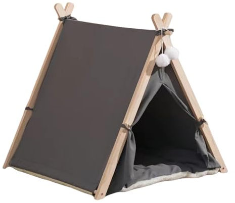 Tipi Zelt für Haustiere Katzenzelt Hundezelt Katzenzelt Katzentipi Hundehöhle Geschenkidee für Tiere (Grau)
