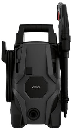 EVVO Hidrolimpiadora HL1400, 1400W, 105 Bares, 426 l/h, Manguera 3 m, Pistola Regulable, Botella de jabón, asa de Transporte, diseño Ligero y Compacto para Limpieza de Coche y hogar