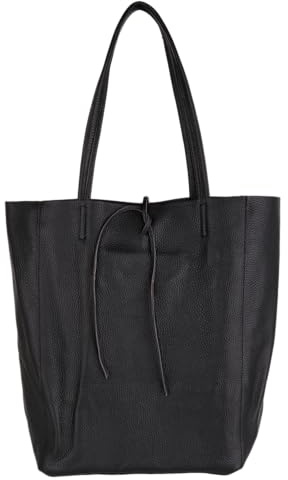 MIRROSI Shopper Damen aus Echtleder – Made in Italy – Henkeltasche & Tragetasche 38x38x16 cm – Einkaufstasche in vielen trendigen Farben – passt für A4-Ordner