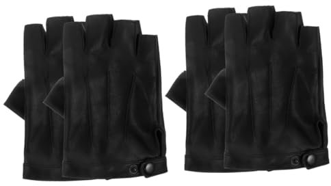 TOYANDONA 2 Paare Halbfinger Lederhandschuhe für Herren Atmungsaktive und rutschfeste Fahrradhandschuhe für Autofahren Mountainbike und Outdoor Aktivitäten Komfortabel und Stylisch