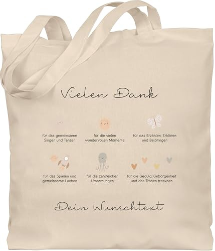 Geschenk mit Namen personalisiert by Shirtracer - Baumwolltasche - Vielen Dank Erzieher Geschenk Abschied Kindergarten Geschenk Abschluss Kita Dankeschön Geschenke Erzieherin Abschiedsgeschenk I