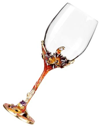 GLEAVI Copas de Vino Tinto Esmaltadas de Cristal 350 Ml para Bodas y Hogar, Diseño de Esmalte Colorido, Copa de Cristal para Vino Interior y Exterior, Unidad Individual